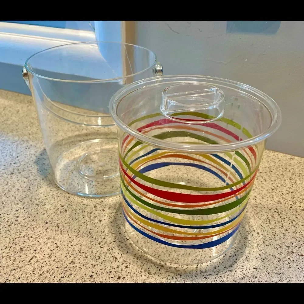 Vtg MCM Lucite Acrylic Multi Color Swirled Ice Bucket. Set Dressing On TV Show.